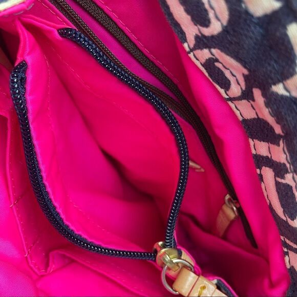 Authentic Vintage Dooney & Bourke logo Blue White Shoulder Bag Brown Leather - Picture 10 of 15